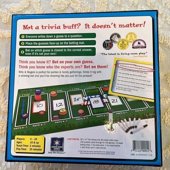 Wits & Wagers Party Game Brainless Trivia Shameless Fun - Picture 2 of 6